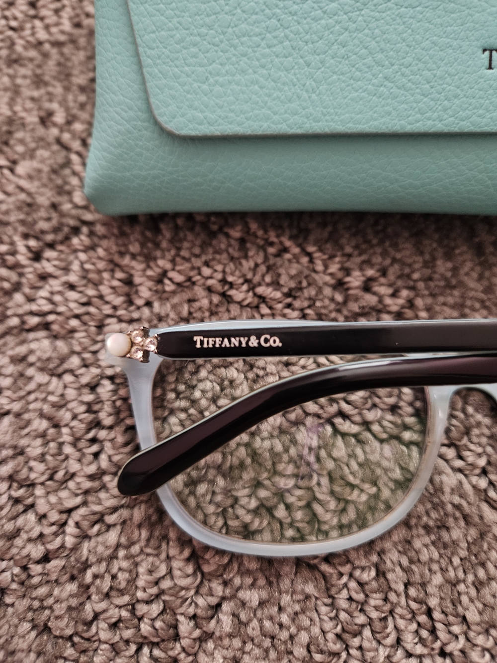 Tiffany & Co. Eyeglasses Women's TF2109BF 8193 Black on Tiffany Blue Striped 53m - Picture 2 of 3